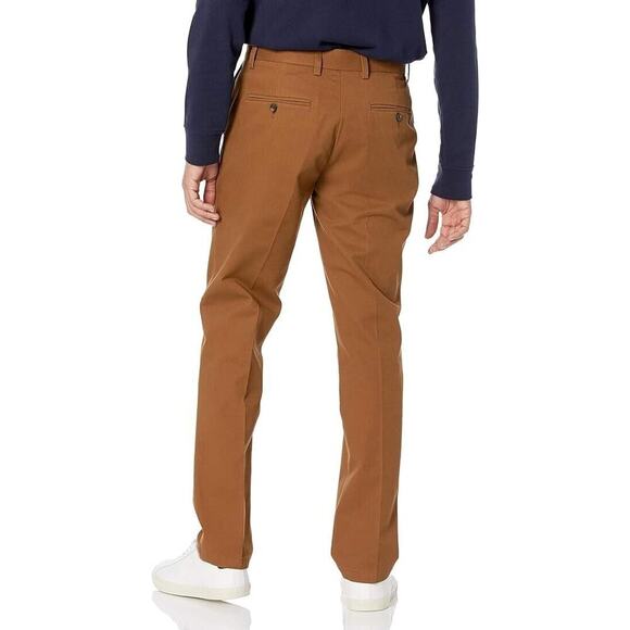 NEW Amazon Essentials Classic Men's Khaki Dress Pants Chinos 33X34 Dark Brown - Picture 3 of 10
